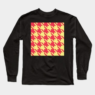 Orchard Houndstooth - Red and Yellow Long Sleeve T-Shirt